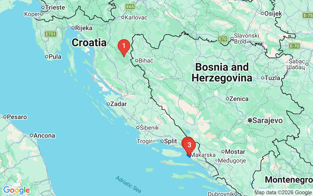 Driving map — Home base: Makarska & Tučepi